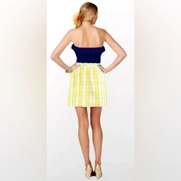 Lilly Pulitzer Esmeralda Yellow Plaid Combo Dress With Pockets Size Medium - Picture 2 of 10